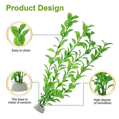 PetzLifeworld 12 Inch Green Rotella Aquarium Fish Tank Decoration Plastic Plants | Artificial Plants for Indoor Home and Office Decoration 6 Pcs Pack