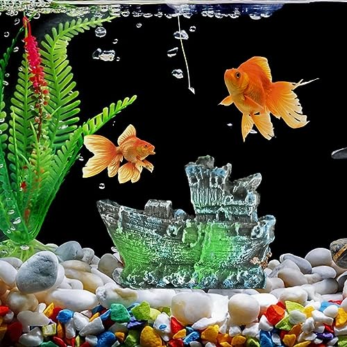 Petzlifeworld Aquarium Shipwreck Decorations Fish Tank Artificial Ornamnets | Sunken Ship Decorations | Fish Tank Landscaping | Natural Look (7 * 5 * 1 Cm)