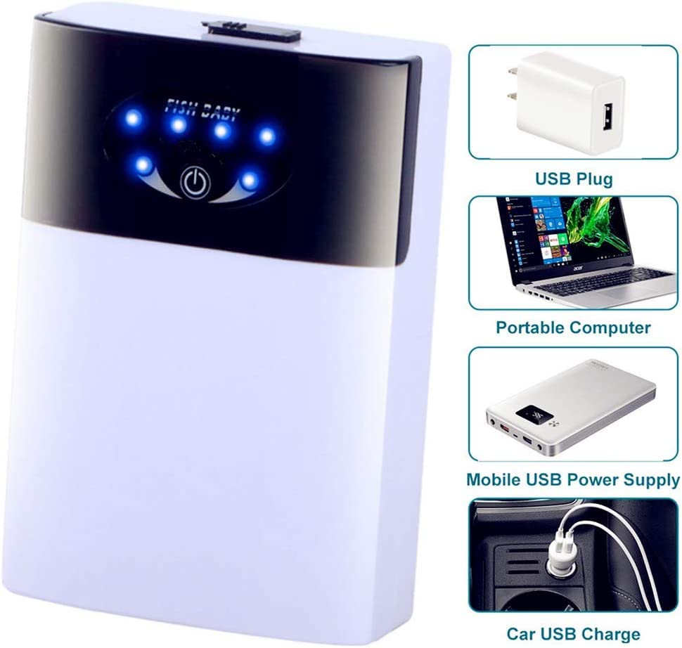 PetzLifeworld Premium White Two Way Air Pump AC/DC - VY-298|with Air Tube and Air Stones |for Aquarium, Fishing and Power Outage|With USB Plug Can Connect With Mobile Charger or Laptop Or Car Chargera