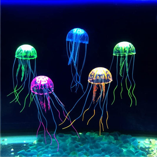 Petzlifeworld Glowing Effect Floating Jellyfish Fish Tank Ornament Decor (1 Pcs, Random Color) (Small)