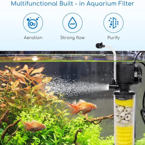 Bluepet BL-9300F Aquarium Submersible Internal Liquid Filter With Ceramic Ring & Sponge Filter Media For Fish Tank | Low Noise | Low Power Consumption | 10 Watt | Flow : 600L/H | Upto 3 Feet Tank