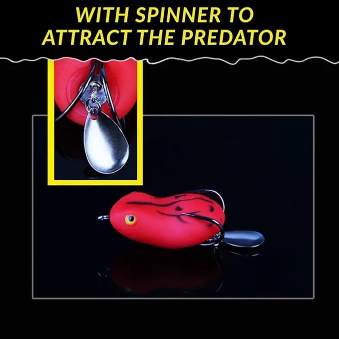 petzlifeworld Realistic Red Soft Frog Fishing Lure 1pc – Topwater Floating Frog Bait with Double Hooks – Weedless Design for Bass, Snakehead, Pike – Life-Like Action | Red Colour