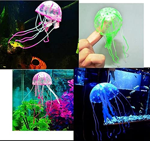 Petzlifeworld Glowing Effect Floating Jellyfish Fish Tank Ornament Decor (1 Pcs, Random Color) (Small)