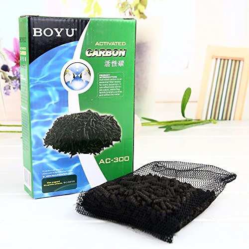 Boyu Activated Carbon Filter Media with Net Bag for Aquarium Fish Tank | Removes Impurities, Odor, Chlorine & Heavy Metals