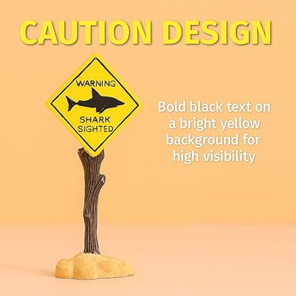 Petzlifeworld Shark-Sighted Warning Sign Decoration for Aquariums, Fish Tanks, Ponds & Bathtubs | Miniature Marine Landscape Decor | Realistic Nautical Theme, Durable Resin
