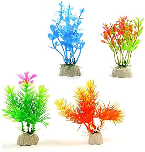 Petzlifeworld Artificial Aquarium Plants Fish Tank Decorations Plastic Aquarium Plants (Random Color) (Pack of 5)