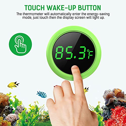 Nepall Round Green Digital Stick On Touch Screen Aquarium Thermometer | Long Lasting | Touch Screen | High Accuracy