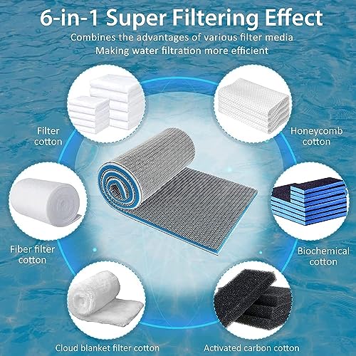 YEE Upgraded 8D Multi Layer Reusable Aquarium and Koi Pond Filter Media Sponge for Cyrstal Clear Water | No Clog | Washable | Long Lasting (50 * 11 CM)
