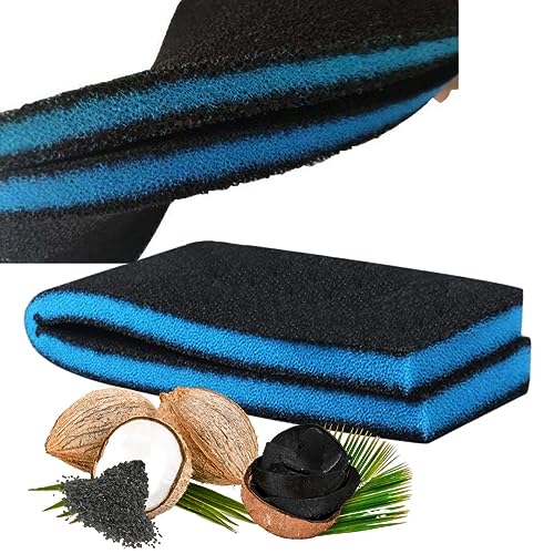 YEE 3 in 1 Activated Carbon Infused Blue Bio Chemical Sponge Filter Pad Media (50Cm*11Cm*2Cm) for Aquarium Top Filter | Easy Cut to Fit | Crystal Clear Water | Reusable Sponge