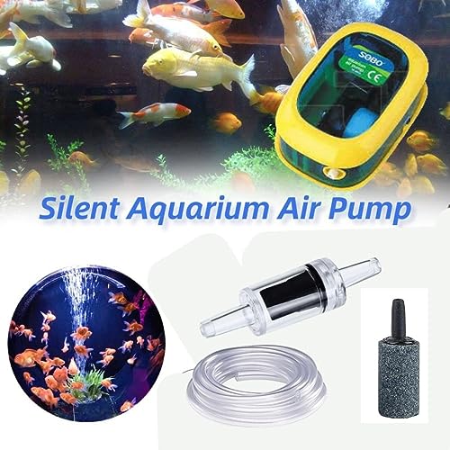 Sobo SB Series Silent Aquarium Oxygen Air Pump with Accessories (Air Tube, Check Valve & Air Stone, Controller) (SB-9903A)