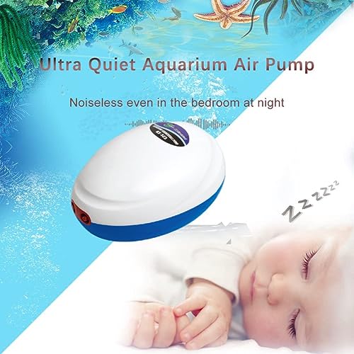 RS Electrical (RS 503) Low Noise Air Pump For Aquarium Fish Tank with Airtube, Air Stone & Ckeck Valve | High Performace | Two Outlet | Power : 3.0W | Output : 0.020*2L/min | Suitable For 200-300 Litre Tank