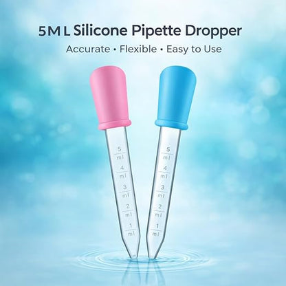 petzlifeworld 5ML Silicone Pipette Dropper (2 PCS) – Aquarium Feeding, Fertilizer Dosing & Liquid Transfer | Accurate Measurement, Soft Flexible Bulb, Easy Squeeze for Fish, Artemia, Lab, Resin & DIY