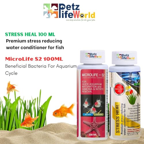 Aquatic Remedies (Pack of 2) Stress Heal-100ml & MIcrolife S2-100ml Aquarium Water Condiitoner