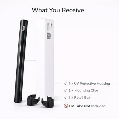 petzlifeworld  Aquarium UV Protector – Heat Resistant Outer Safety Cover for UV Tubes – Slim Compact Design with Mounting Clips – Durable UV Tube Protector (UV Light Not Included)