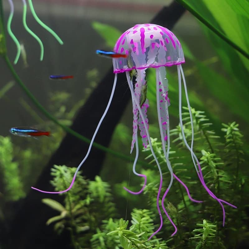 Petzlifeworld Glowing Effect Floating Jellyfish Fish Tank Ornament Decor (1 Pcs, Random Color) (Small)