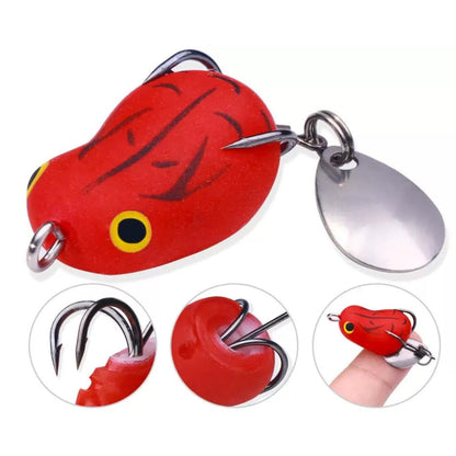 petzlifeworld Realistic Red Soft Frog Fishing Lure 1pc – Topwater Floating Frog Bait with Double Hooks – Weedless Design for Bass, Snakehead, Pike – Life-Like Action | Red Colour