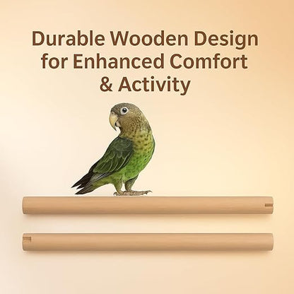 PetzLifeworld 2pcs 2 Feet Natural Wooden Stick for Bird Cage – Sturdy Standing Poles for Parrots, Budgerigars & African Love Birds | Durable Wooden Design for Comfort & Activity (Only Stick)