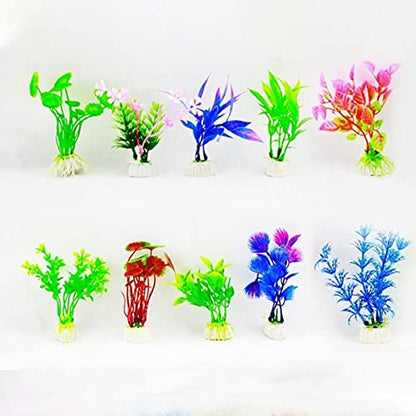 Petzlifeworld Artificial Aquarium Plants Fish Tank Decorations Plastic Aquarium Plants (Random Color) (Pack of 5)