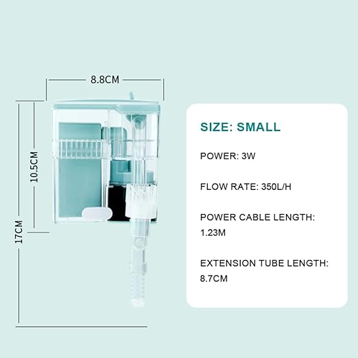 Nepall Premium Transparent 3W | Fit for 2 Feet Tank Hang On Back Filter for Planted Aquarium Fish Tank with Multiple Layer Filter Pad | Filter Media Provision | Flow Adjustment Knob | Surface Skimmer