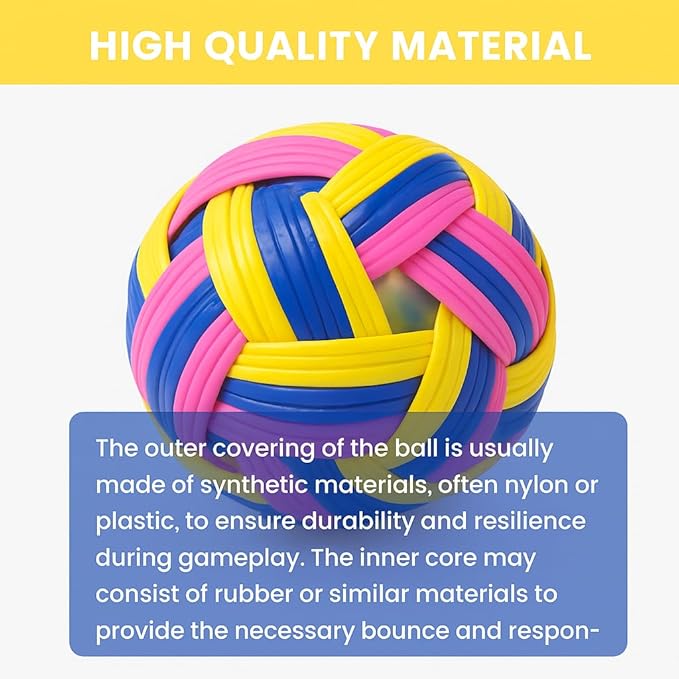 petzlifeworld Sepak Takraw Competition Ball (Multi Color) Imported from Thailand | Kick Volleyball Training & Tournament Ball | Durable Woven Design | Growing Sport in India
