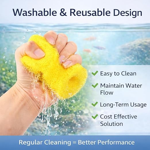 petzlifeworld 5 Pcs Aquarium Filter Spare Yellow Sponge (7×6×7 cm) | High Density Pre-Filter Foam | Reusable & Safe for Freshwater & Saltwater Tanks