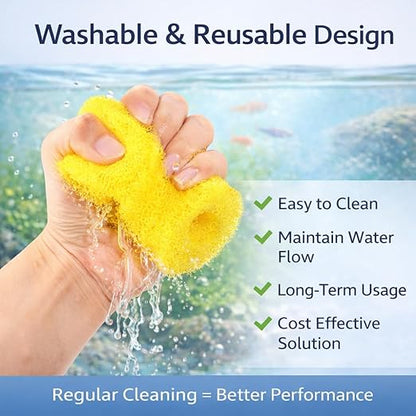 petzlifeworld 5 Pcs Aquarium Filter Spare Yellow Sponge (7×6×7 cm) | High Density Pre-Filter Foam | Reusable & Safe for Freshwater & Saltwater Tanks