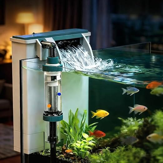 sunsun Aquarium Multi-Functional Hang-On Filter | Multi-Layer Sedimentation Filtration | Fish Poop Separator | Adjustable Water Flow | Free Filter Media