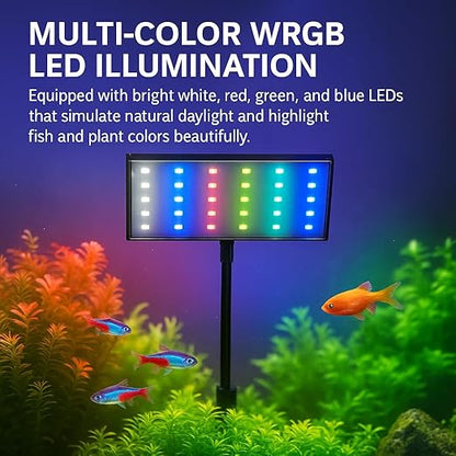 Petzlifeworld Nemo E-500 | 10W Multi-Mode WRGB Aquarium LED Light | Clip-On Lamp for Upto 2 Feet Tank | Ultra-Thin-Sleek Design | 3 Lighting Modes | Energy-Efficient & Splash-Proof