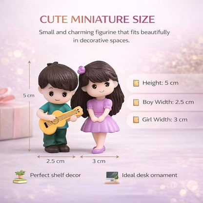 Petzlifeworld Miniature Romantic Love Couple Figurine with Guitar – Cute Resin Couple Statue Showpiece for Home Decor, Anniversary Wedding Valentine Gift, Desk Table Decoration for Bedroom Living Room
