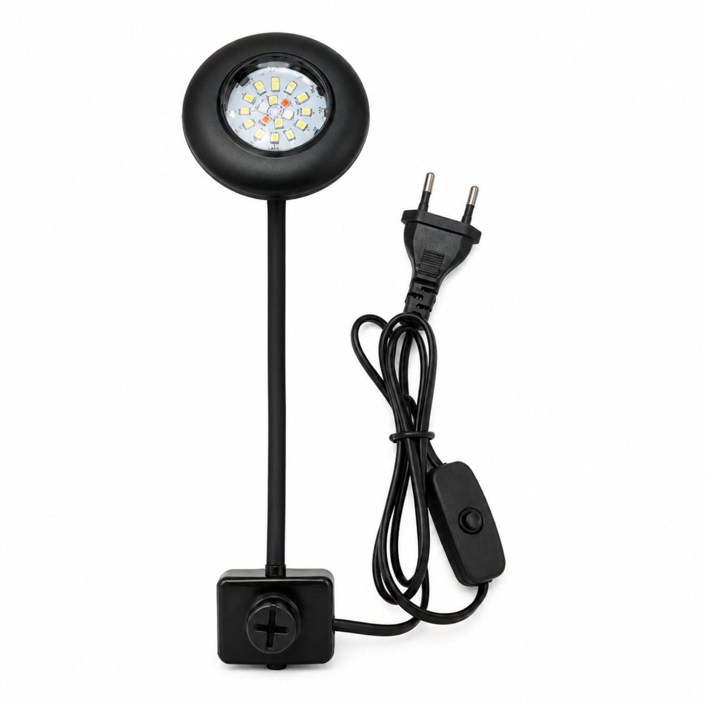 Petzlifeworld QL-V5 Aquarium Flying Saucer Clamp Lamp 5W | 360° Flexible Neck with Clamp | Bright White LED Light for 20–30cm Fish Tanks | 220–240V | for Betta, Shrimp, Nano & Planted Aquariums