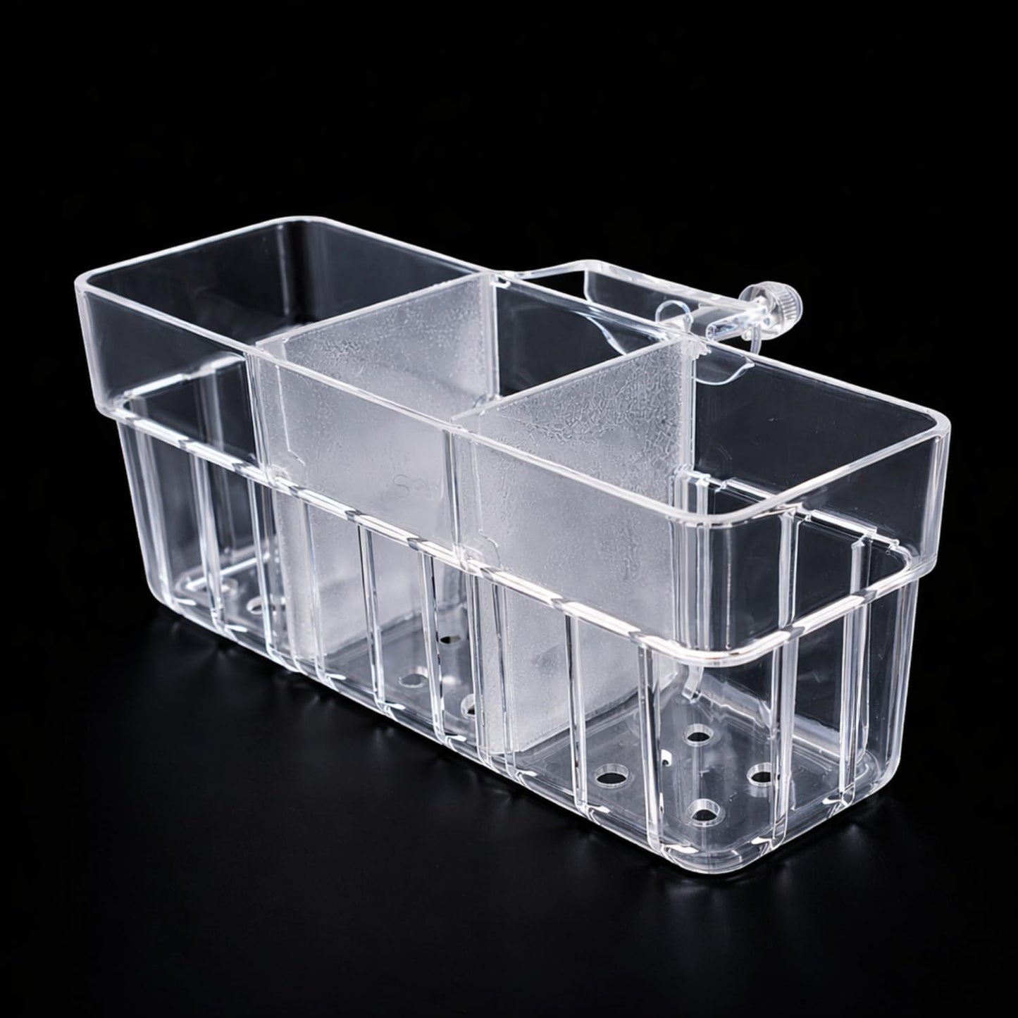 petzlifeworld 1Pcs Clear Acrylic Three-Compartment Hanging Hydroponic Planter | Hanging Plant Holder with Visible Root Growth | Decorative Aquatic Planter for Fish Tanks (18 × 6.5 × 8 cm)