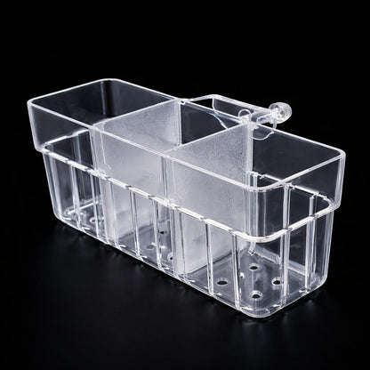 petzlifeworld 1Pcs Clear Acrylic Three-Compartment Hanging Hydroponic Planter | Hanging Plant Holder with Visible Root Growth | Decorative Aquatic Planter for Fish Tanks (18 × 6.5 × 8 cm)