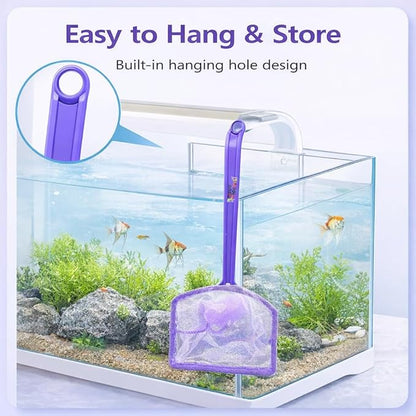 Petzlifeworld 2 Pcs Purple Aquarium Fish Net Combo (4 & 6 Inch) | Nylon Mesh Fish Catcher with ABS Handle | Floating Aquarium Net for Fish, Shrimp & Tank Cleaning