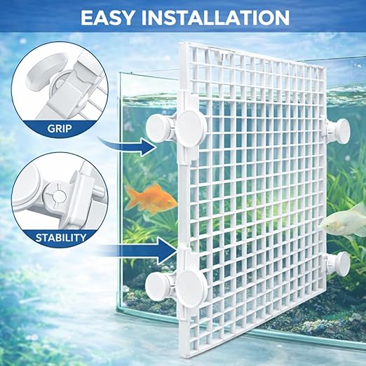 Petzlifeworld Fish Tank Divider Egg Crate Panel with Clips | 30×30cm PP Plastic Aquarium Divider Grid | Cuttable Mesh for Fish, Turtle, Reptile & Plant Tank Separation-Black And White