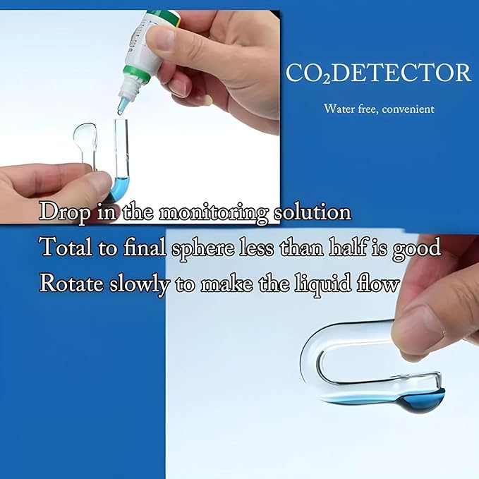 Petzlifeworld Glass Co2 Hanging Indicator (J Shaped) with Co2 Liquid Solution (15Ml) | Drop Checker for Planted Aquarium