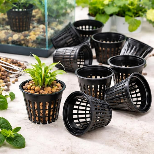 petzlifeworld Aquarium Hydroponic Pot 4cm (Black) | Nano Plastic Net Cup for Fish Tank Plants | Reusable Porous Basket for Aquatic & Hydroponic Growing