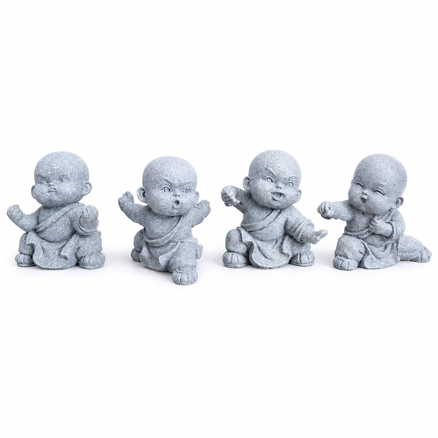 Petzlifeworld   4 Pcs Mini Monk Figures – Retro Resin Buddhist Statues | Cute Stone-Look Monk Decor for Aquarium, Home, Office, Garden, Desk, Shelf & Zen Decoration