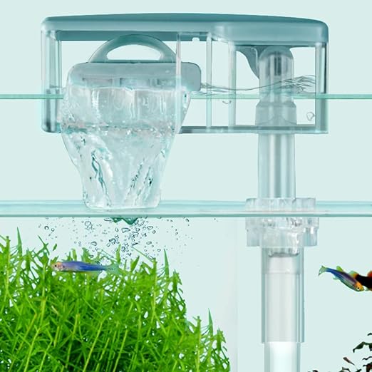 Nepall Premium Transparent 3W | Fit for 2 Feet Tank Hang On Back Filter for Planted Aquarium Fish Tank with Multiple Layer Filter Pad | Filter Media Provision | Flow Adjustment Knob | Surface Skimmer