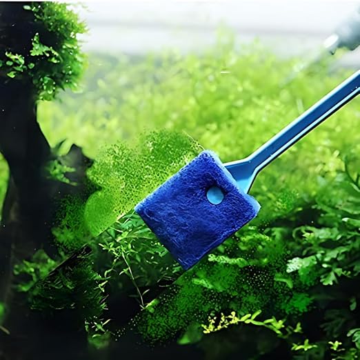 petzlifeworld Aquarium Fish Tank Algae Cleaner Sponge – Blue Heavy-Duty Scrubber Brush for Aquarium Glass & Tank Walls – Easy-Grip Handle, Safe & Non-Scratch