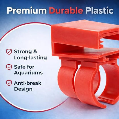 Petzlifeworld  Universal Aquarium Light Clip Holder, LED Tube Mount Brackets for Fish Tank, Durable Plastic Clamp for Aquarium Lighting Support (Red)