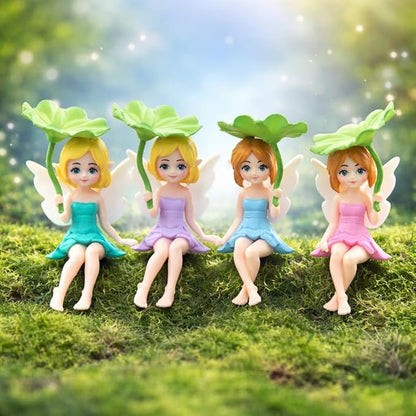 Petzlifeworld Cute Lotus Leaf Fairy Figurines (2 Pcs) | Miniature Aquarium Decoration, Car Dashboard Decor, Home Tabletop Showpiece | Aesthetic Gift for Girls, Women & Couples
