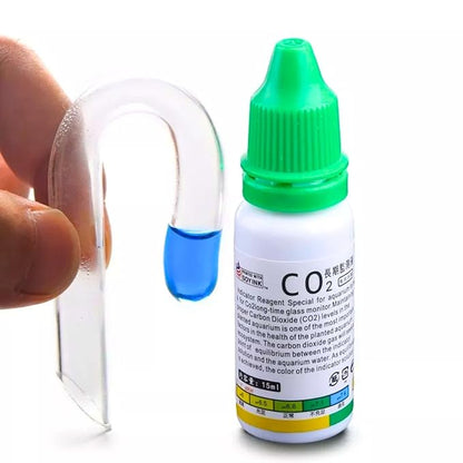 Petzlifeworld Glass Co2 Hanging Indicator (J Shaped) with Co2 Liquid Solution (15Ml) | Drop Checker for Planted Aquarium