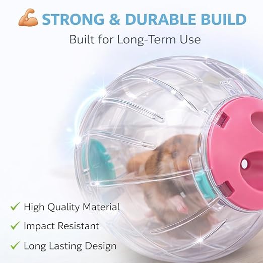 Petzlifeworld Large Hamster Exercise Ball 14CM Transparent Running Ball | Safe Lock Design | Small Animal Exercise Toy for Syrian Hamsters, Mice & Rodents | Cage Accessories & Play Toy