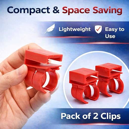 Petzlifeworld  Universal Aquarium Light Clip Holder, LED Tube Mount Brackets for Fish Tank, Durable Plastic Clamp for Aquarium Lighting Support (Red)