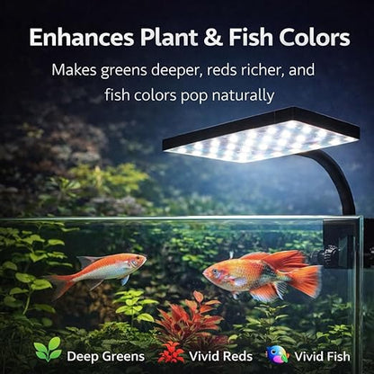 Bluepet Flat Nano S4 16W WRGB LED Aquarium Light | Clip-On Plant Grow Light with 360° Adjustable Head for Nano & Small Fish Tanks