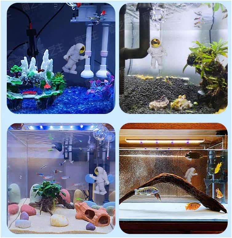 Petzlifeworld 2 Pcs Floating Mini Cute Astronaut Aquarium Fish Tank Simulation Decoration Ornaments | Made with Eco Friendly Resin | No Harm to Fish