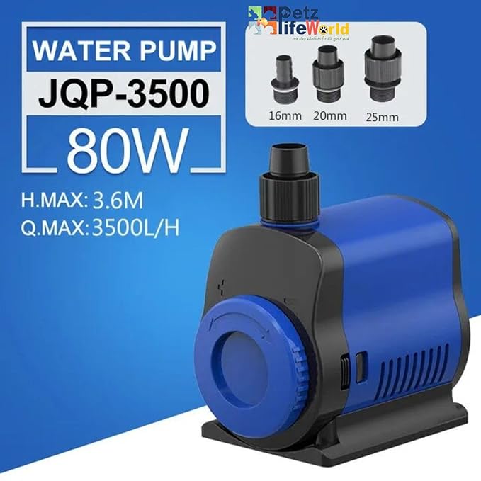 Sunsun JQP Series Aquarium Submersible Pump Power Head with Bottom Mount Suction (JQP-3500 | 80W | 3500L/Hr | Lift 3.6 Meter Height)