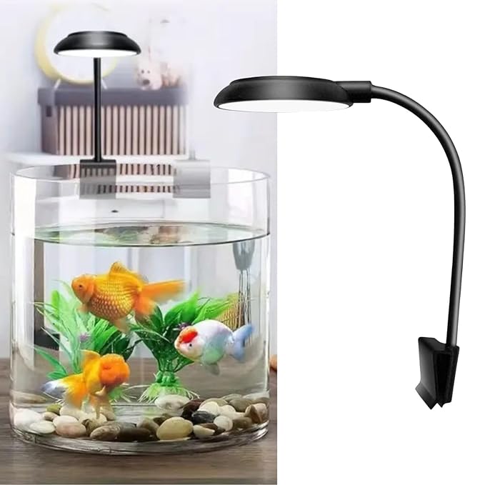 PetzLifeworld 6W Black High Brightness 360 Degree Flexible Clip On Light Aquarium Fish Tank and Bowl Light Suitable Upto 45Cm Tank