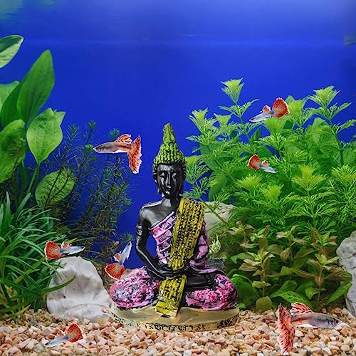 Petzlifeworld Buddha Meditating Statue Perfect for Aquarium Fish Tank Decoration, Living Room, Office and Home Decoration (Pink)