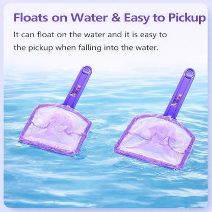 Petzlifeworld 2 Pcs Purple Aquarium Fish Net Combo (4 & 6 Inch) | Nylon Mesh Fish Catcher with ABS Handle | Floating Aquarium Net for Fish, Shrimp & Tank Cleaning